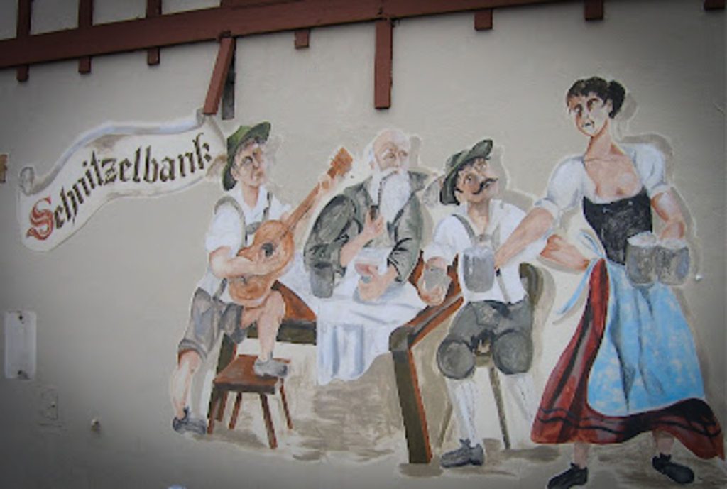 Mural on the outside of the schnitzelbank restaurant in grand rapids michigan