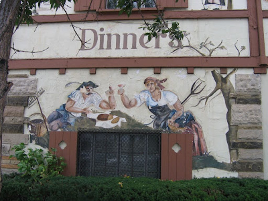 mural on the outside of the schnitzelbank restaurant in grand rapids michigan