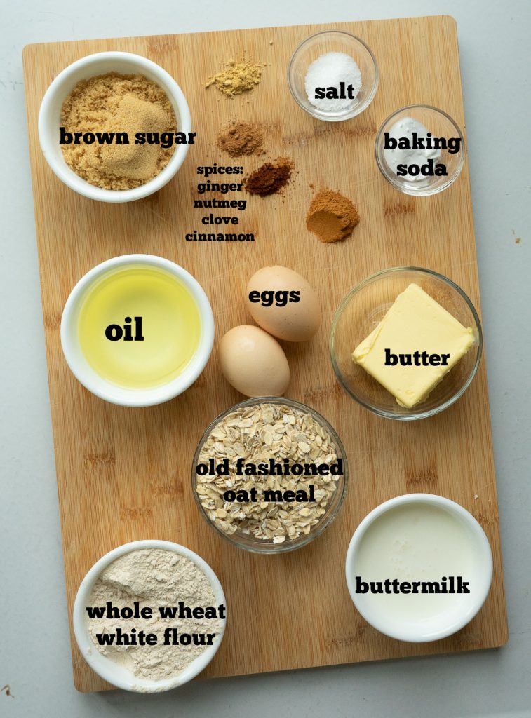 ingredient list for oatmeal breakfast muffins